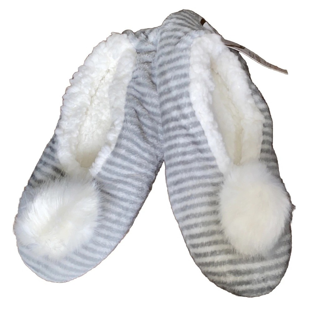 Fuzzy Babba Faux Fur PomPom Sherpa Lined Slipper Socks Sz M-L Warm Cozy Soft NWT